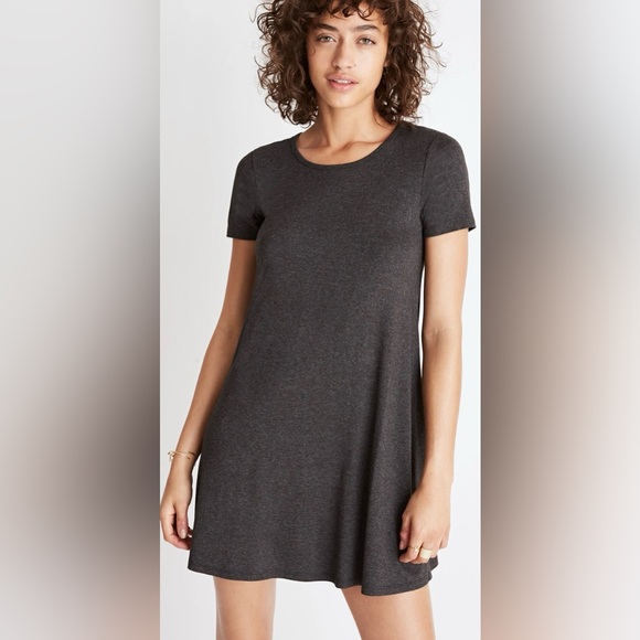 Madewell Swingy Tee Dress in Ribbed Heathered Moss Green size Large - Picture 2 of 14